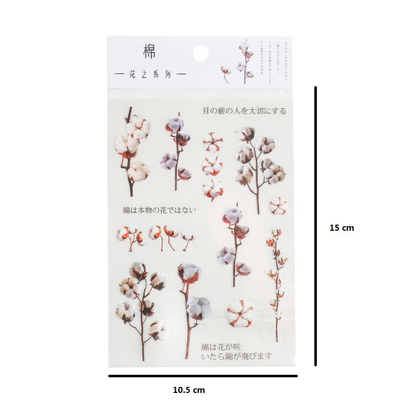 1sheet/pack Pretty Flower Series Rose Cherry Blossom Stickers Waterproof Scrapbooking Sticker Student Favor Photo Decor