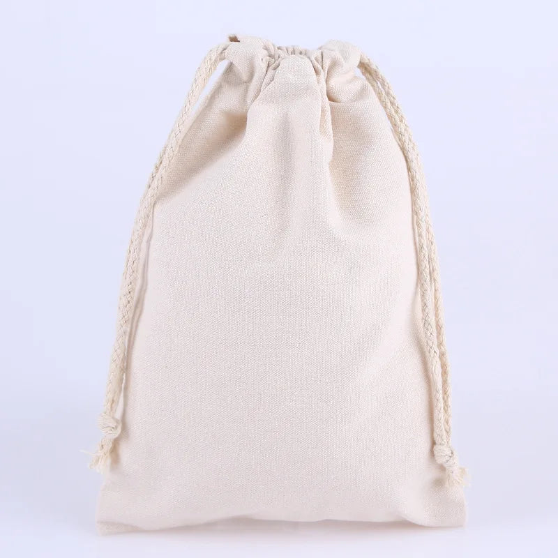 Customized Personalized logo Printing Multiple Colors Canvas Cotton Drawstring Bag with Double String MegaBDM