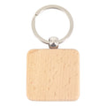 Tailai Beech Wood Blank Key Chain Square Keychain Vintage Style Hand-polished Wooden Key Ring Giftable Wooden Square Keyholder