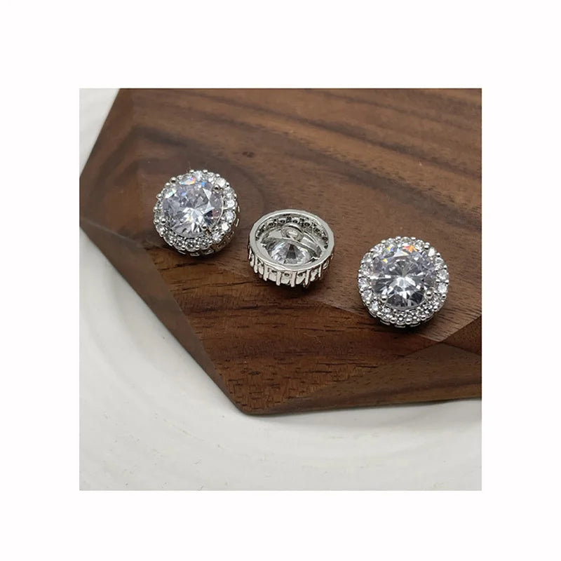 High Quality 13m Round Full With Zircon Rhinestones Copper Plating Combination Garment Buttons Shirt Clothes Decorative Button