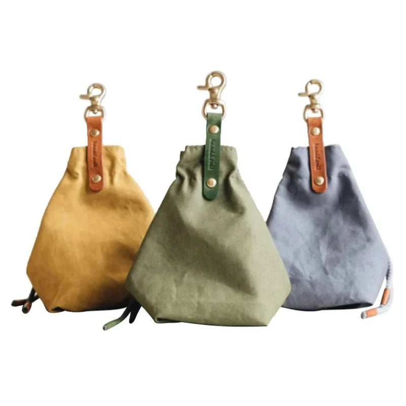 Portable Canvas Dog Food Bags Waxed Canvas Dog Food Bag Dog Treat Pouch Bag for Training
