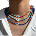 Factory Direct Fashion Evil Eye Minimalist Handmade Crystal Layered Beaded Choker Necklace for Wedding or Gift