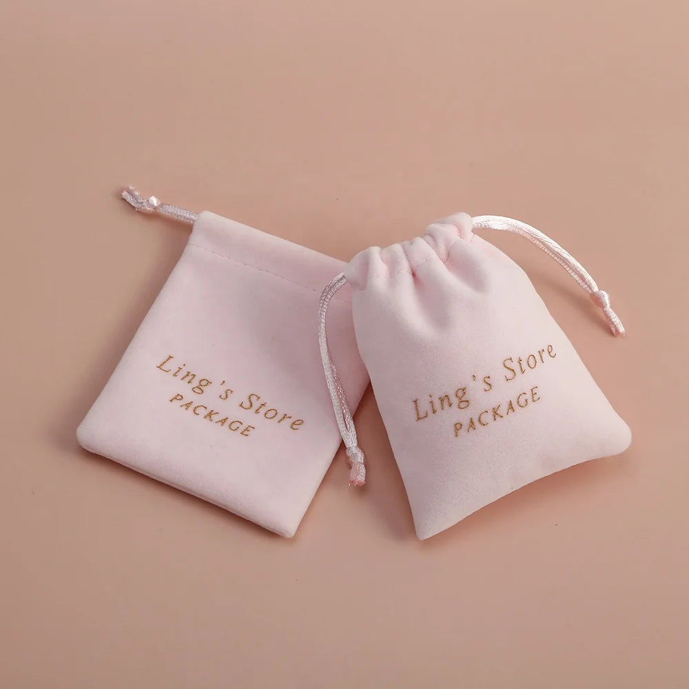 Superior 8*10 cm Beige Pink Velvet Flap Bag Customized Size and Color Lovely Jewelry Pouches for Girls and Women