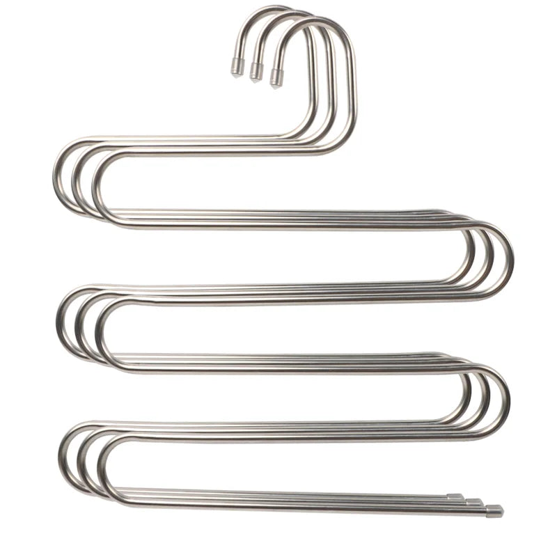 5 Layer S Shape Glossy Multifunctional Space Saving Strong Metal Bathroom Living Room Clothes Scarf Pants Hanger
