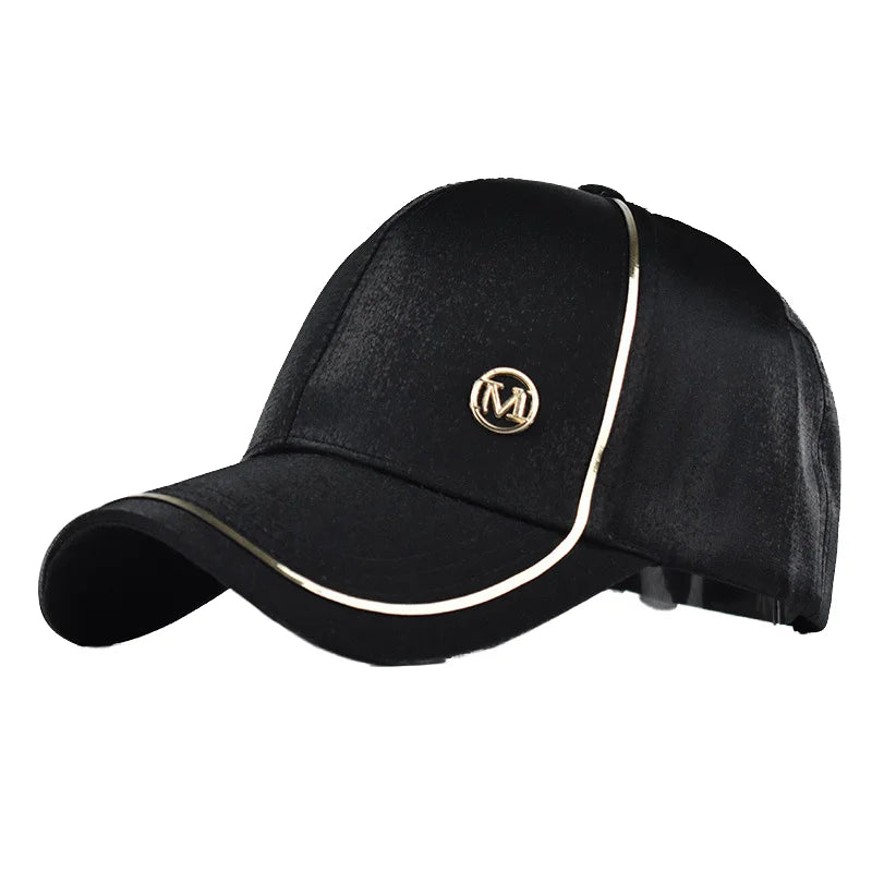 Fashion Visor Sun Hat Leisure Adjustable Satin Lined Baseball Cap Women Summer Silk Satin Cotton Baseball Cap