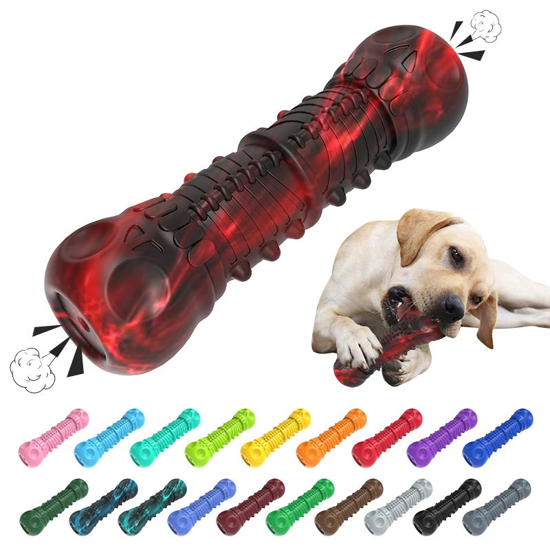 KINYU Best Seller Double-Ended Squeaky Waterproof Dog Chew Toy Indestructible Natural Rubber Bone Shape for Aggressive Chewers