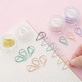Creative Colorful Drop Shape Cute Paper Clip Galvanized Metal Bookmark Clamp Stationery Supplies Gift Box Packaging 10 Pcs/box