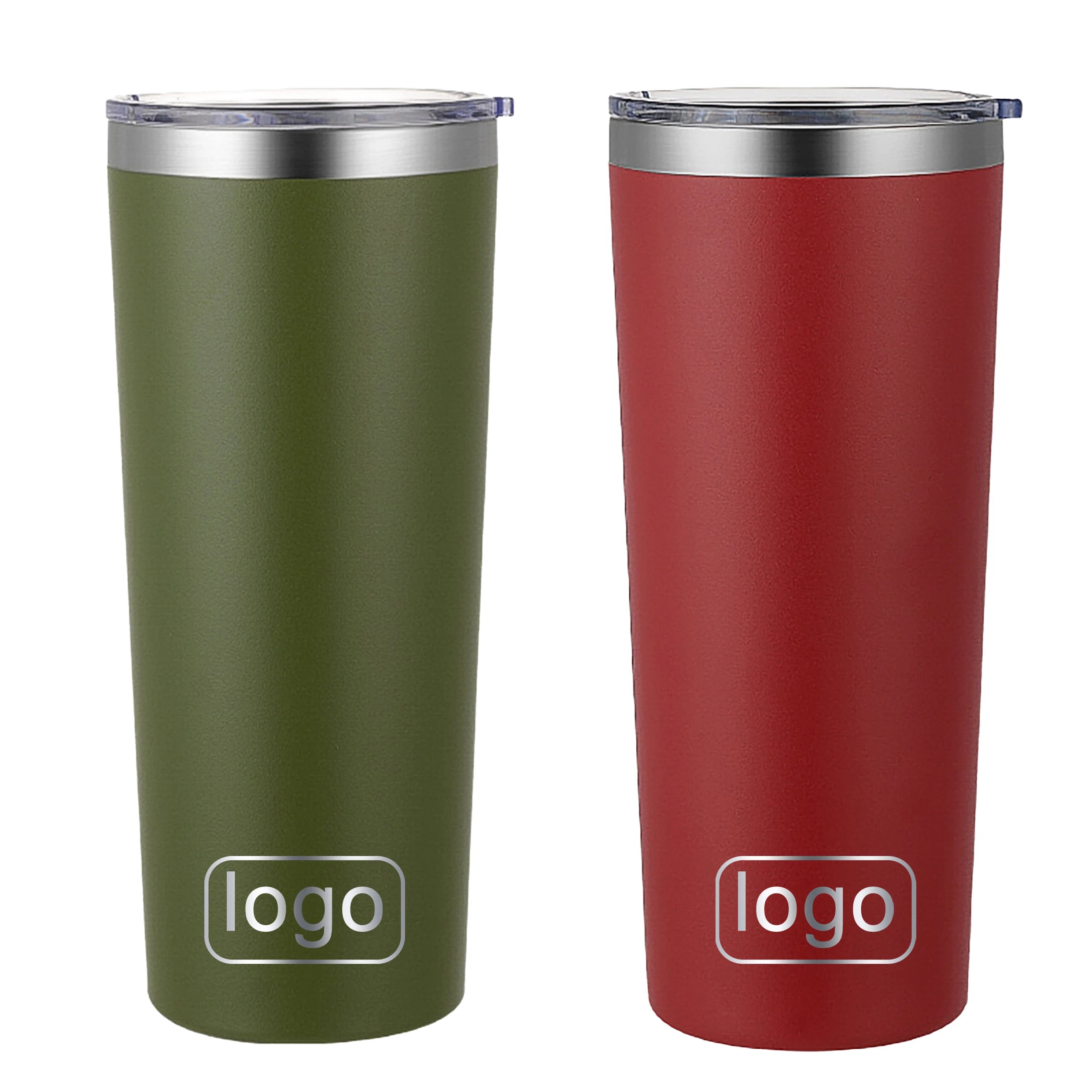 Custom Logo Powder Coated Tumbler 22oz Oval BPA Free Stainless Steel Insulated Coffee Mugs Cup Vacuum Water Bottles With Lids
