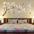 Large Size White Flower Decorative PVC Wall Stickers Removable for Living Room or Bedroom Decoration