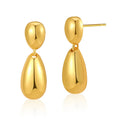 Copper 18K Gold-Plated Double Teardrop Drop Earrings - Minimalist Dangle Jewelry for Women Lightweight Everyday Elegance