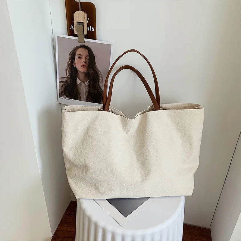 Fashion High Quality Luxury Designer Women's Tote Bag Custom logo Cotton Canvas Large Capacity Shopping Bag Handbag