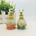 Middle East Style Arabic Oil Perfume Bottle Alloy Decorate Enamel Glass Bottle 15ml Stick Perfume Essential Oil Empty Bottle