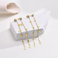 Fashion 316L Stainless Steel PVD Gold Plated Long Wire Tassel Thread Round Flakes Chain Earrings for Women