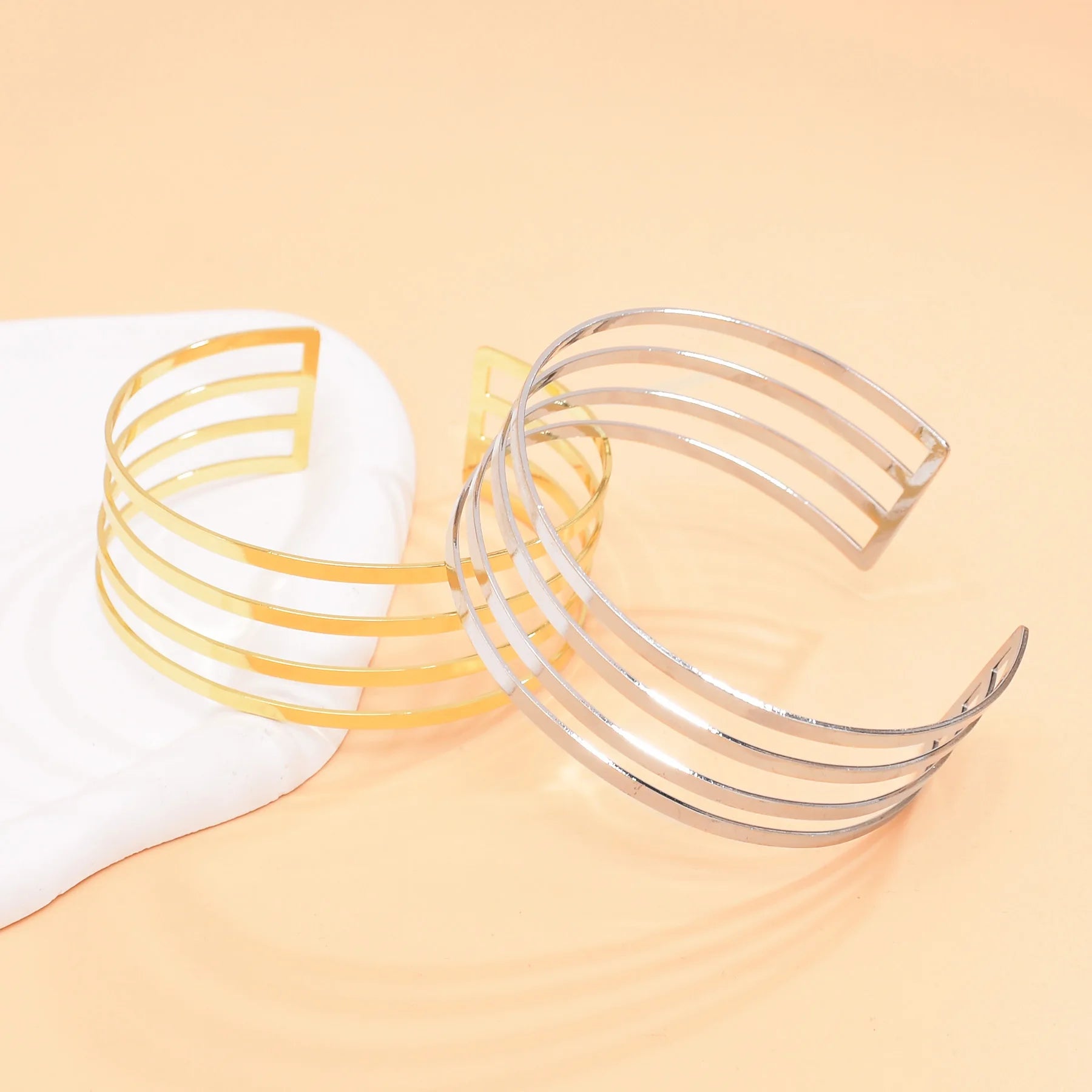 Fashion Silver Gold Plated Sample Armlet Open Bangle Bracelet Armband Wide Bracelet