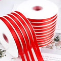 Factory Wholesale Customized Christmas Double Face Satin Ribbon 100% Polyester Solid Color Red Printed High Tenacity 1cm/10mm