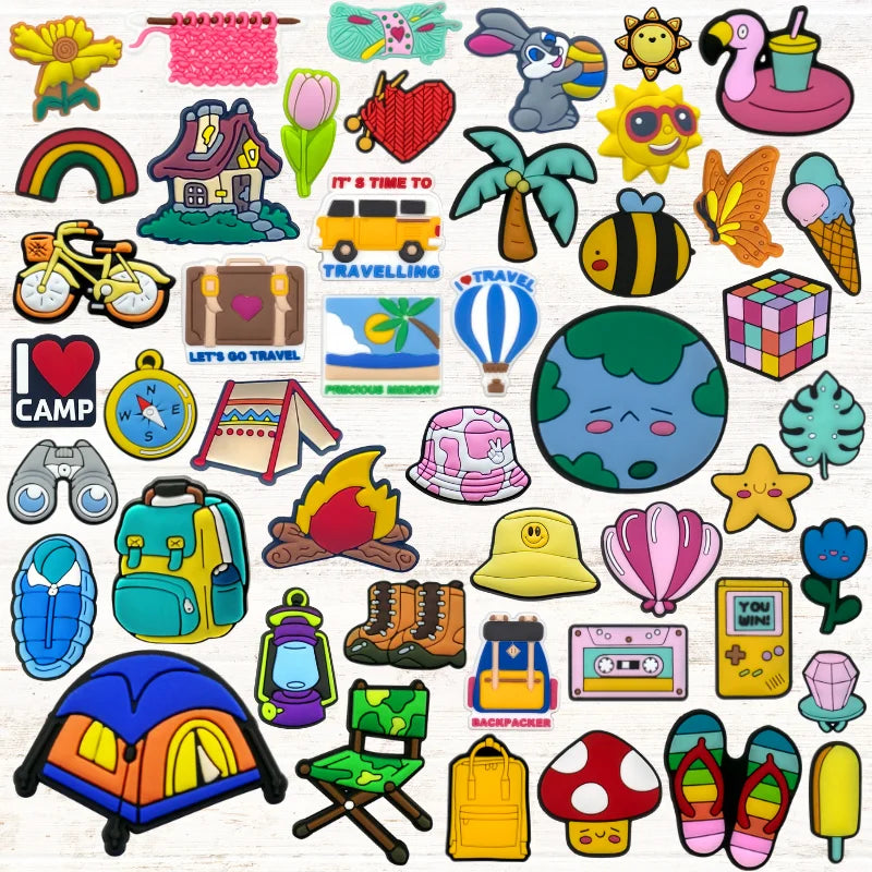 Wholesale Supplier Promotions Kawaii Pop Camping Travel Colorful Shoe Decorations Pvc Charm Custom Low Moq Accessories Bulk