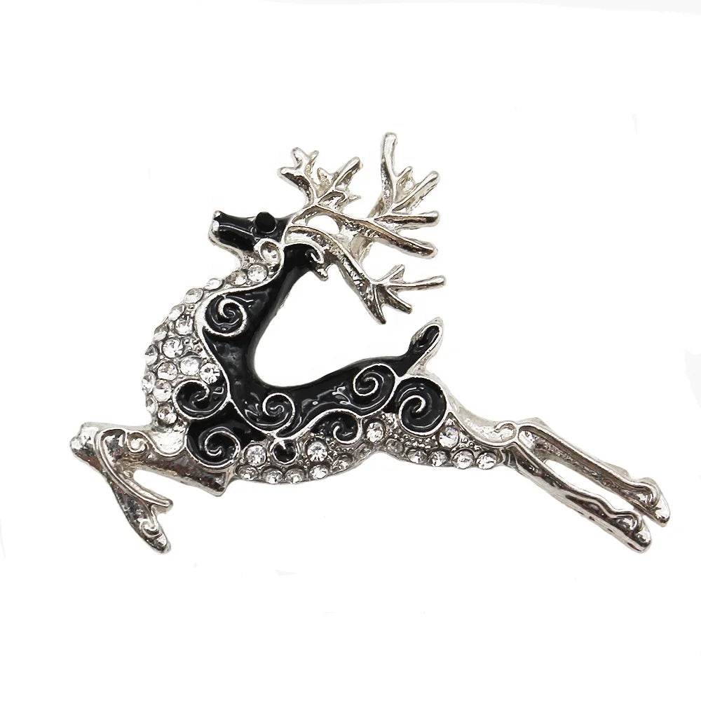 Lovely Zinc Alloy Enamel Rhinestone Deer Shape Brooches Pendant Charm Unisex Jewelry