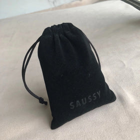 Black Emboss Logo Velvet Drawstring Pouch Custom Velvet Gift Bag