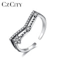 CZCITY Trending Sterling Woman Bohemian Zircon Opener Manufacturer Jewellery Unique Silver Ring