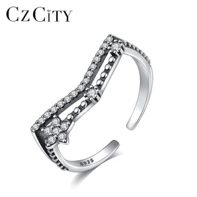 CZCITY Trending Sterling Woman Bohemian Zircon Opener Manufacturer Jewellery Unique Silver Ring