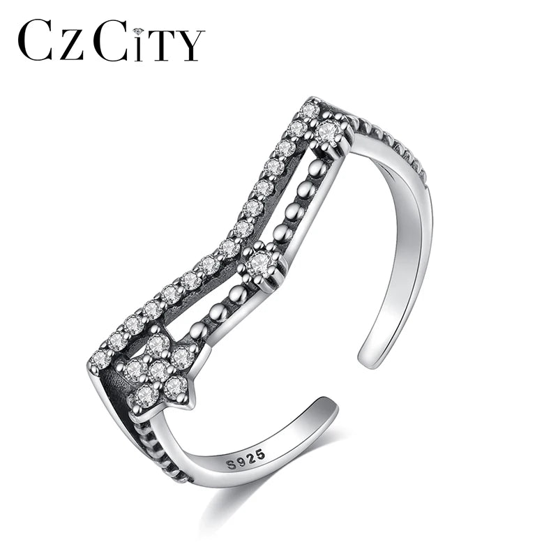 CZCITY Trending Sterling Woman Bohemian Zircon Opener Manufacturer Jewellery Unique Silver Ring