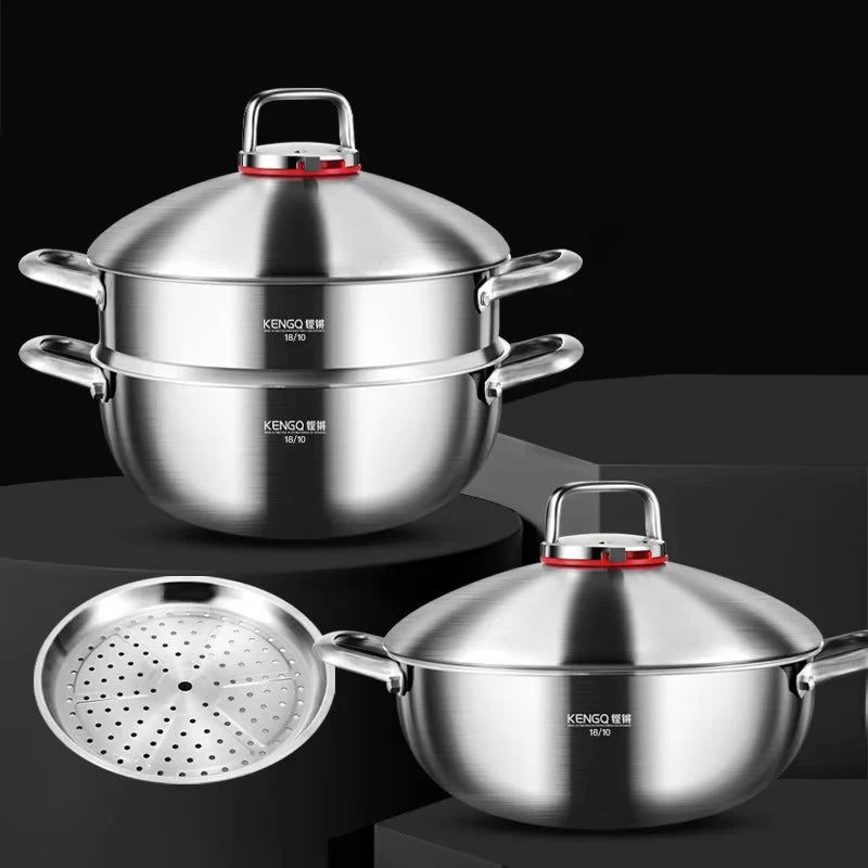 18/10 Stainless Steel Soup Pot 30cm Thicken Stainless Steel Pot Induction Cooker Gas Stove Pot