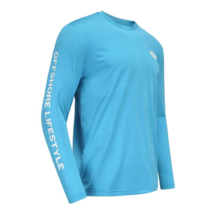 Custom Latest Design Blue Long Sleeve Quick Dry Customize Tournament Sublimation Plain Fishing Shirts Jersey Uv Fishing T-shirts