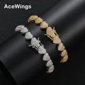 BB234 9mm Women Bling Bling Heart Shape Bracelet Brass CZ Tennis Chain Bracelets