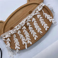 1Yard Cotton White Leaf Tassel Fringe Embroidered Lace Trim Ribbon Fabric Sewing Craft