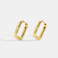Unisex French Cool Wind Geometric Square Hoop Earrings European American Trendy CZ Brass Platinum Plated for Parties Fashion