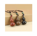 Vintage Sandalwood Gourd Pendant Necklace Unique Design Ping an Fortuneortune Pine Gourd Shaped Long Necklace Jewelry