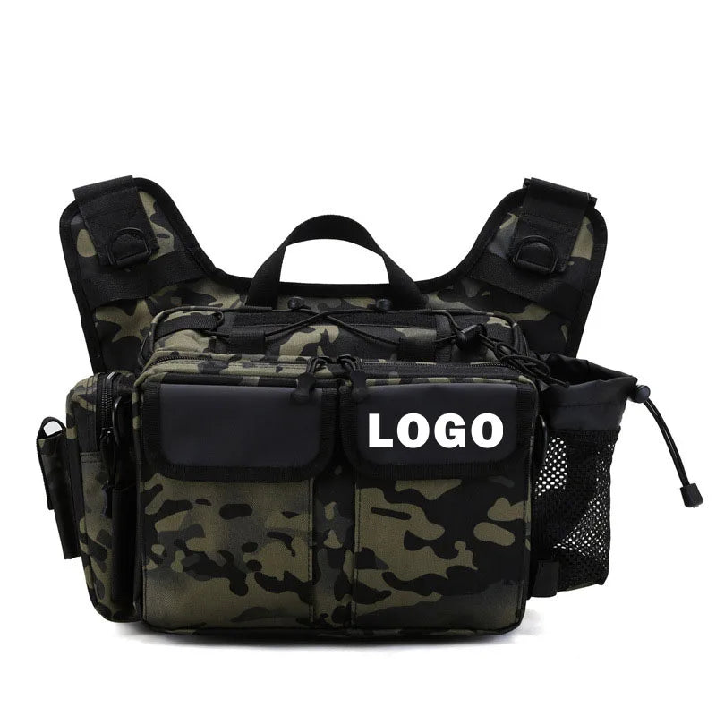 Tactical Waist/Chest/Shoulder Backpack for Outdoor Camping Hiking & Fishing with Lure Rod Accessories and Tackle Box Bag
