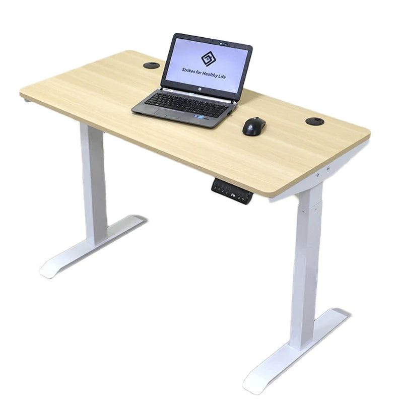 Wholesale Furniture Manufacturer Modern Ergonomic Sit Stand Electric Height Adjustable Office Desk Dual Motor Wood Tabletop