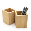 Customized logo Logo100% Natural Bamboo Pen Holder High Quality Practical Desktop Storage Box for Office