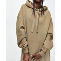 Custom Logo  Cotton/Polyester  Women's Sweatshirt Half Zipper Adjustable Drawstrings Oversized Lady Hoodie With Ribbed Trims