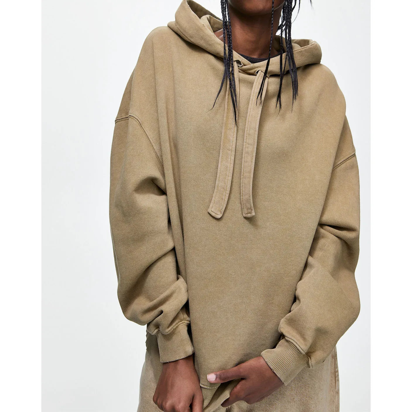 Custom Logo  Cotton/Polyester  Women's Sweatshirt Half Zipper Adjustable Drawstrings Oversized Lady Hoodie With Ribbed Trims