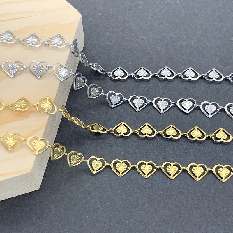 Stainless Steel Double love Chain Vacuum Gold Chain DIY Ornament Necklace Bracelet European and American Hop Fashion Decoration