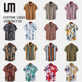 2025 New Men Summer Shirt - Oversized Beachwear Top (Casual Printed Stripe Shirt Hawaiian Style Vacation Shirt for Men)