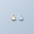 6.5mm Tiny Golden 925 Sterling Silver Moonstone Drop Shaped Charm Pendant for Jewelry Making Supplies