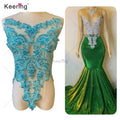 Keering WDP-295 Bridal Crystal Beaded Fringe Rhinestone Wedding Bodice Sash Applique for Bridal Bridesmaid Party Evening Dress