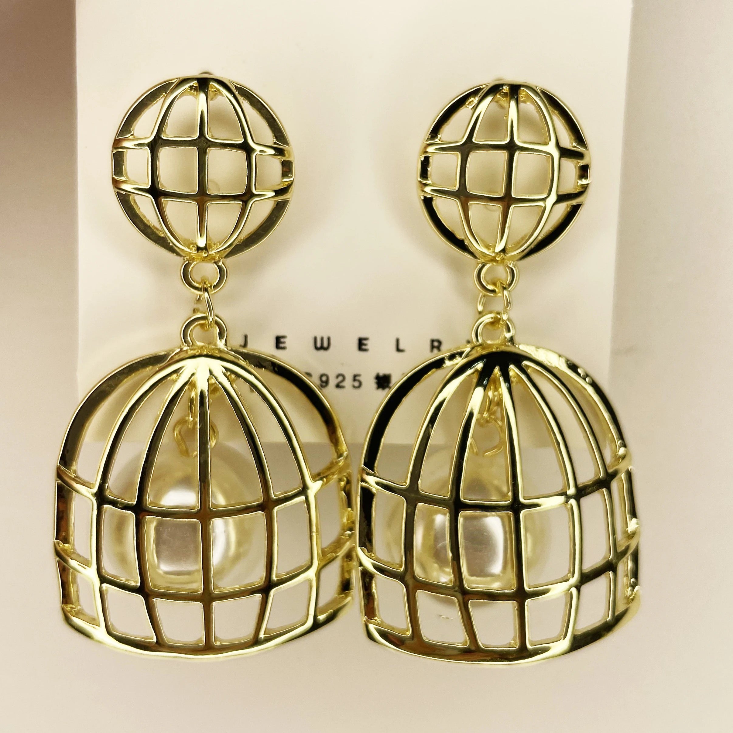 Exaggerated Personality Metal Birdcage Pendant Fashion Trendy Earrings Jewelry for Women Jewelry