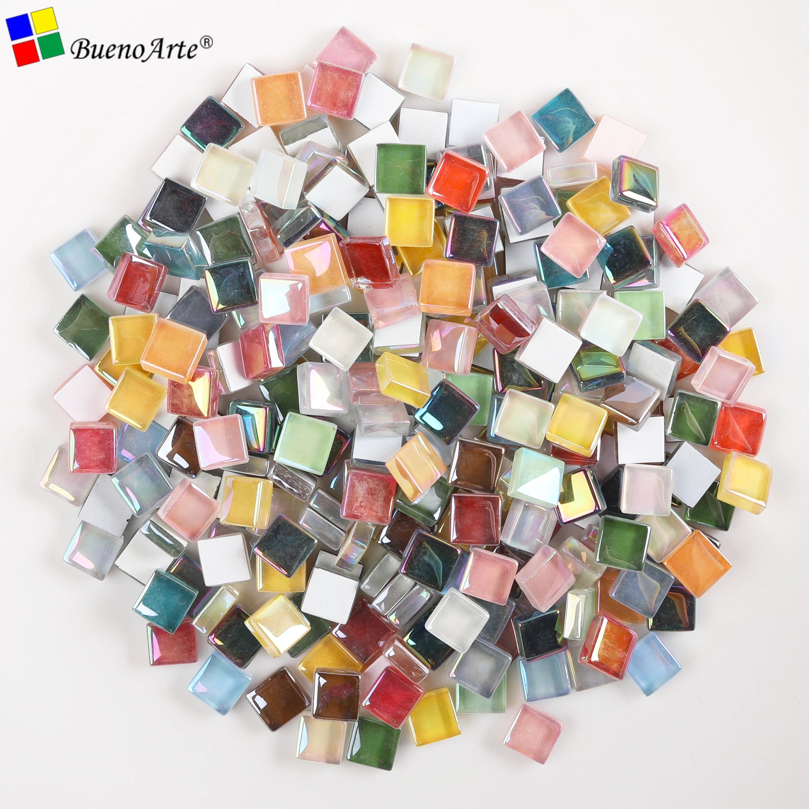 4mm 3/8 Inch Square Fancy & Frosted Crystal Glass Mosaic for Modern DIY Mosaic Making and Room Decoration