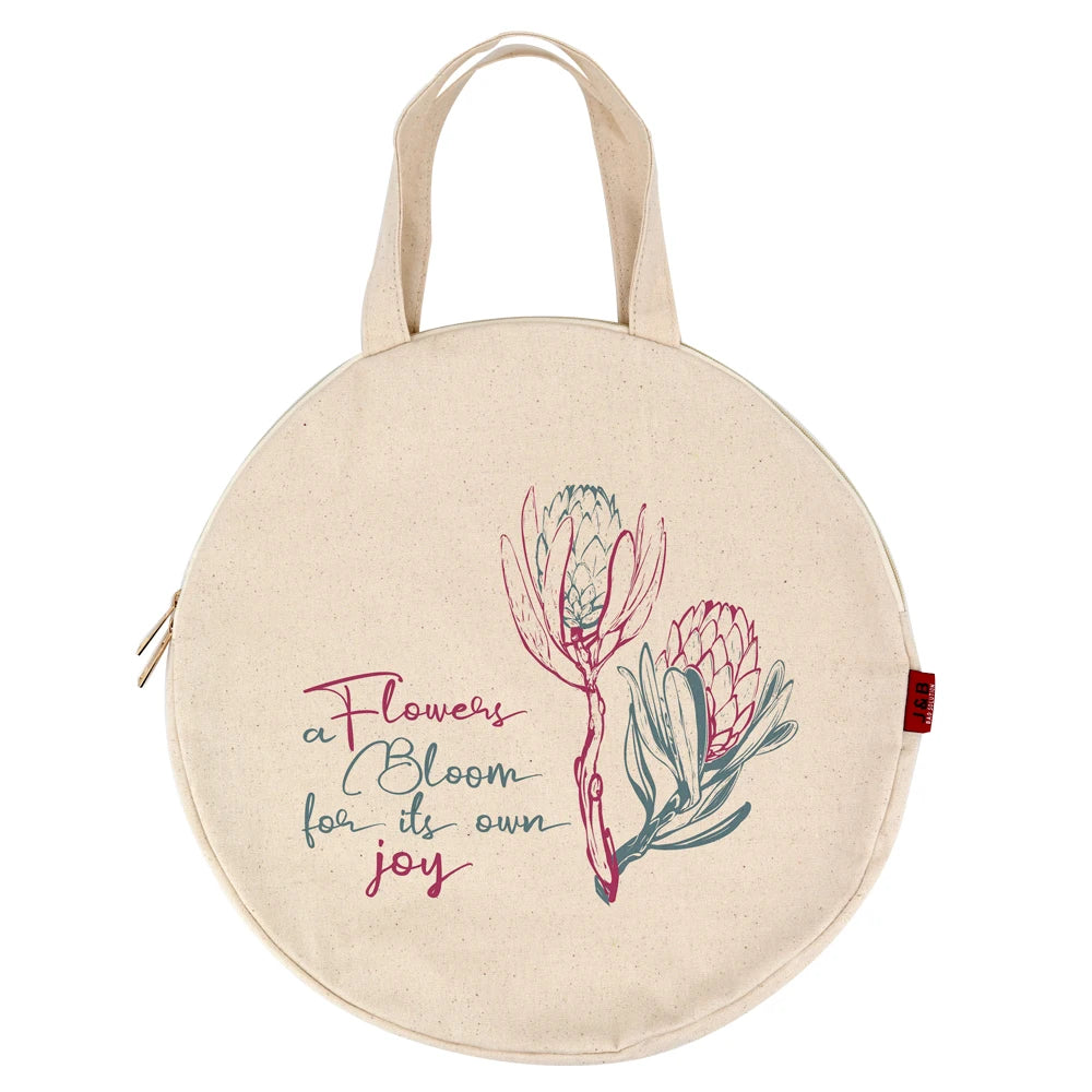 Designed Natural Plain Round Cotton Canvas Zipper Tote Bag Eco Recycled Shopping Bag Gift with Custom Private Label Logo