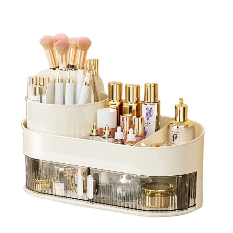 Makeup Storage Boxes Dustproof 2 Layers Makeup Storage Makeup Organizers with Brush Holder