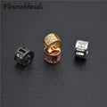 Silver Gold Plated CZ Paved Round Cylinder Big Hole Loose Beads Accessories Spacer for Jewelry