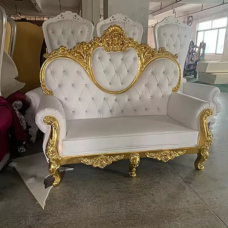 Hot Sale Product Various Colors High Back Royal King Gold Frame Throne Sofa Chairs Price Favorable Vintage Style for Sale