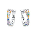 Factory Wholesale Dropshipping 925 Sterling Silver Colored Zirconia Cross Line Hoop Earrings for Women's Fine Jewelry Earrings