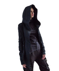 Y2K Women Stylish Hip Hop Hooded Sweatshirt Casual Hoodies Cardigan Black Cloak Outerwear Poncho Cape Fashion Jackets Waterproof