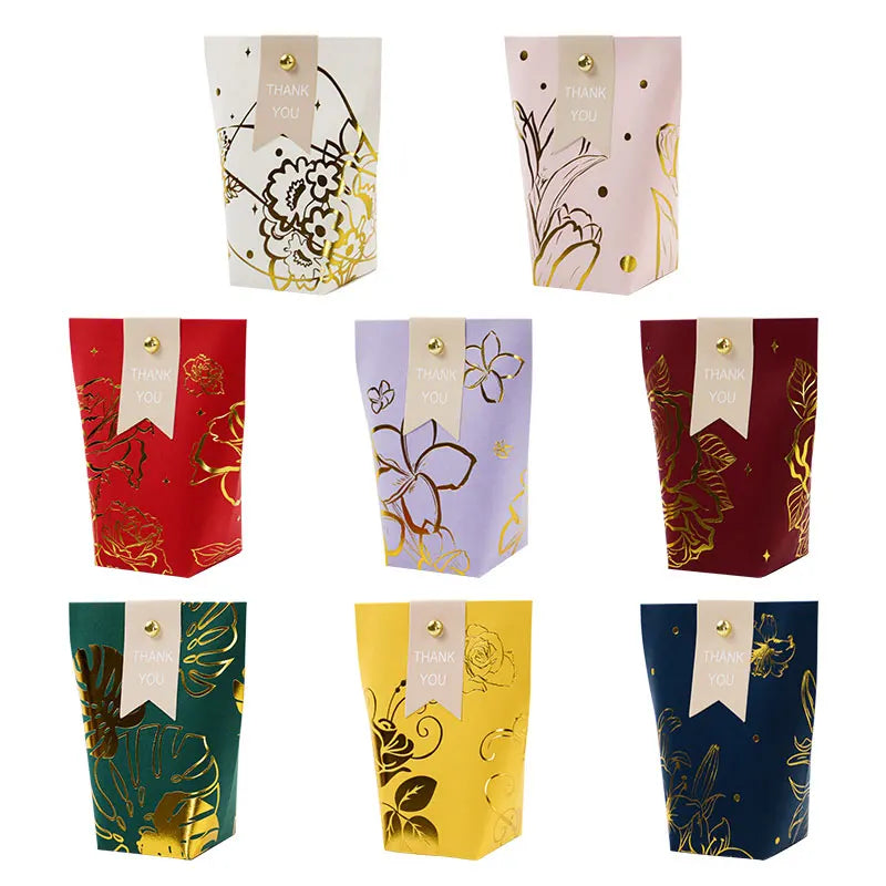 New Design Best Selling 8 Colors Foil Stamping Luxury Wedding Party Favors Candy Gift Packaging Flower Paper Box for Guest