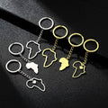 Manufacturer Stainless Steel Africa Map Charm Keychain 18K Gold Plated Stainless Steel Africa Map Pendant Key Chain